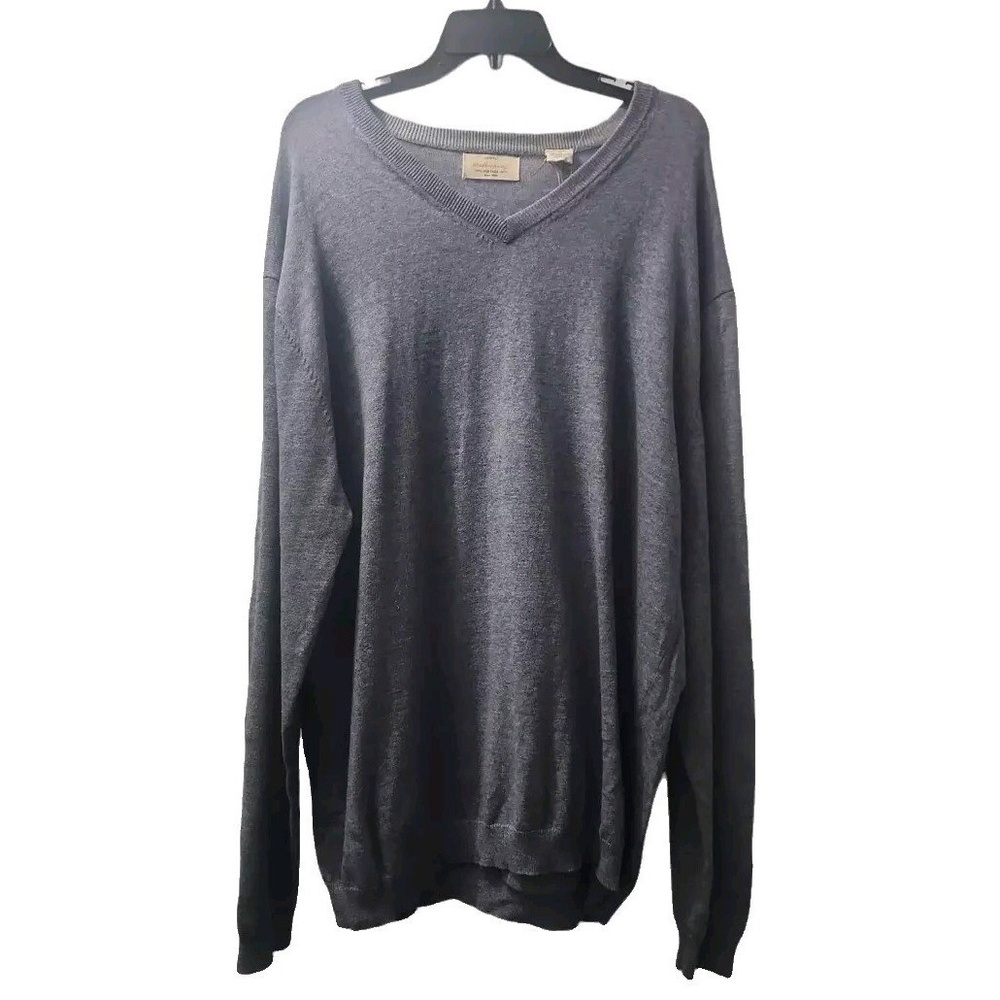 Weatherproof Mens Size 1X Vintage 1948 Sweater Blue V Neck‎ 100% Cotton